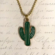 Enamel Cactus Charm Necklace