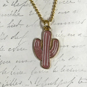 Enamel Cactus Charm Necklace