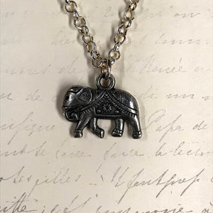 Etched Elephant Charm Necklace