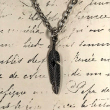 Load image into Gallery viewer, Feather with Enamel Accent Charm Necklace
