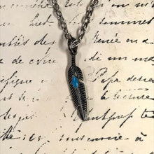 Load image into Gallery viewer, Feather with Enamel Accent Charm Necklace
