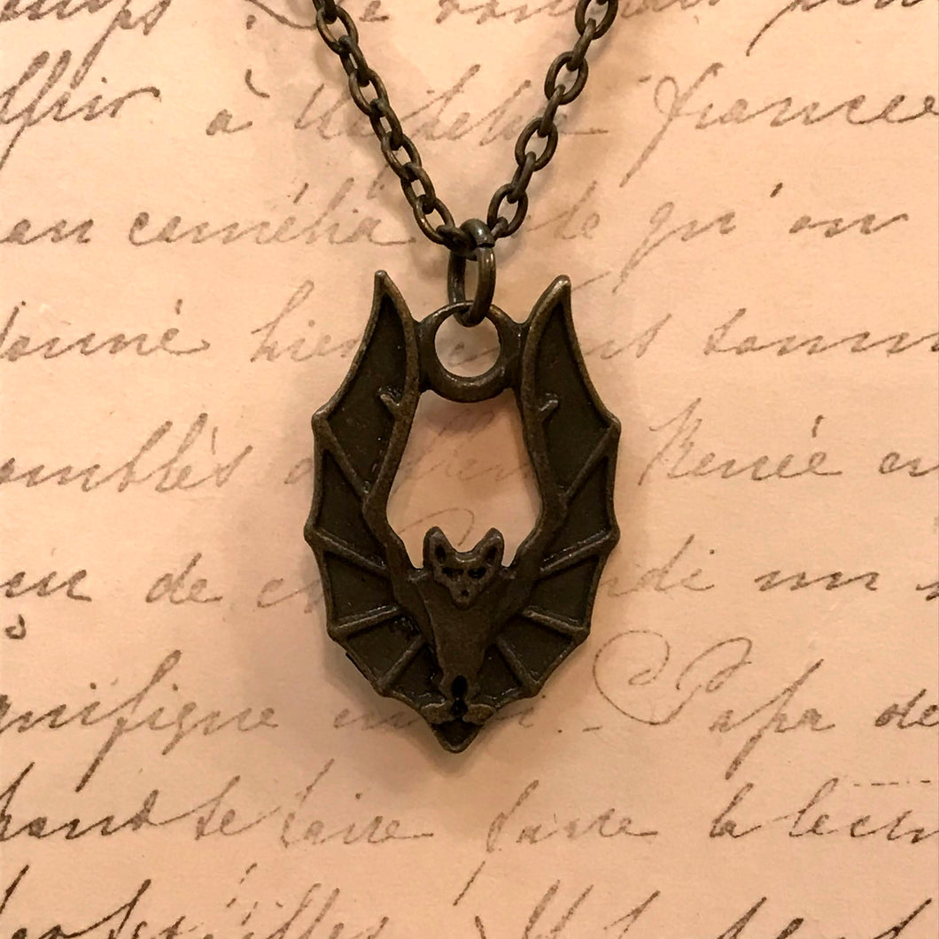Flying Bat Charm Necklace