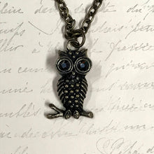 Load image into Gallery viewer, Gem Eyed Owl Charm Necklace
