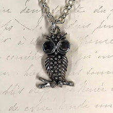Load image into Gallery viewer, Gem Eyed Owl Charm Necklace

