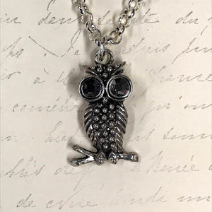 Gem Eyed Owl Charm Necklace