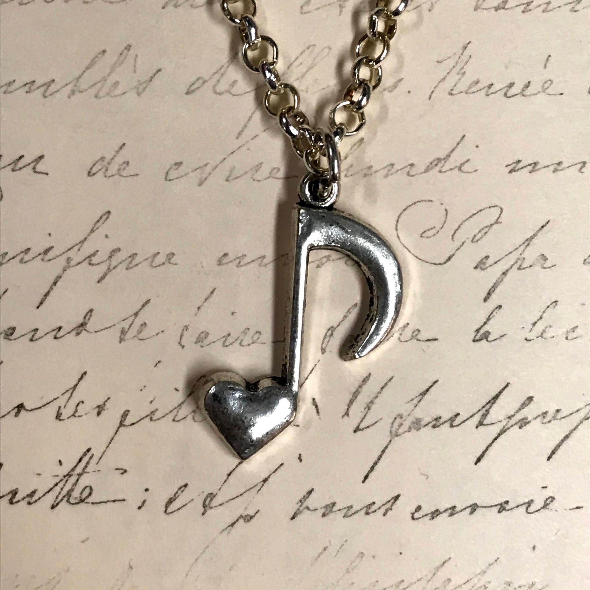 Heart Note Alpha Music Note Heart Necklace