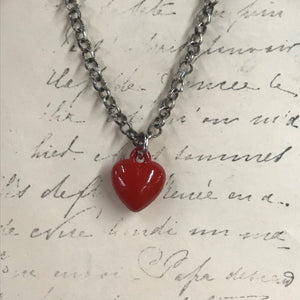 Lacquered Heart Charm Necklace