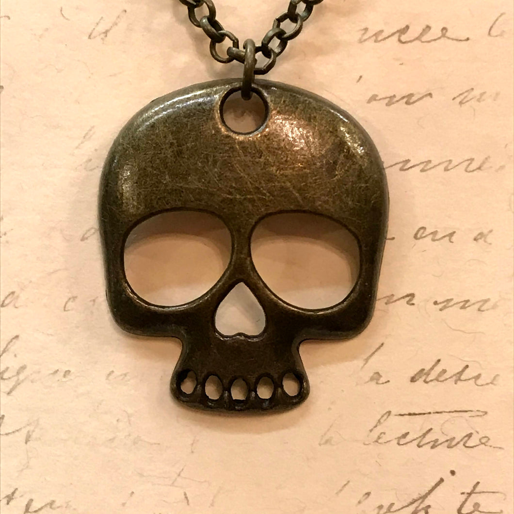 Large Light Skull Charm Necklace