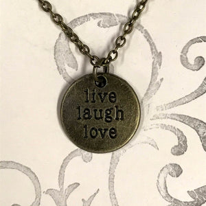 "Live Laugh Love" Token Charm Necklace