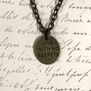 "Live With No Regrets" Token Charm Necklace