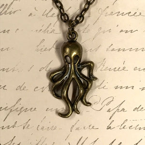 Long Octopus Charm Necklace
