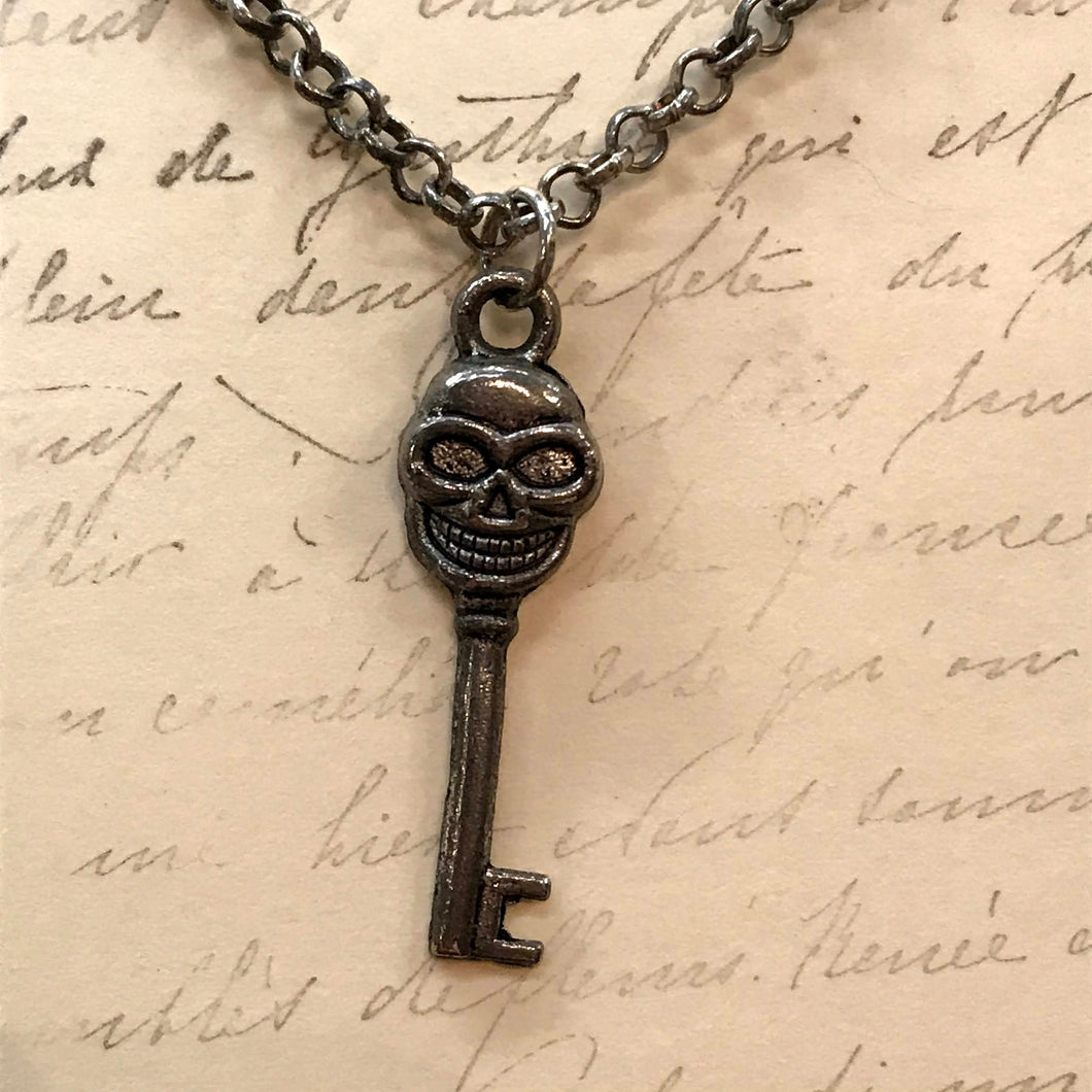 Skull Key Charm Necklace