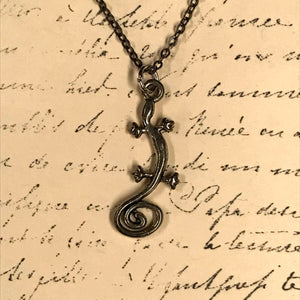 Swirl Tail Lizard Charm Necklace