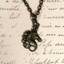 Load image into Gallery viewer, Swirly Maned Unicorn Charm Necklace
