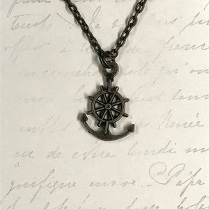 Wheel and Anchor Charm Necklace