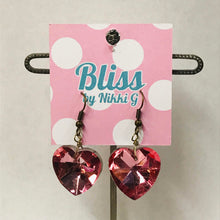 Load image into Gallery viewer, Faceted Heart Charm Earrings
