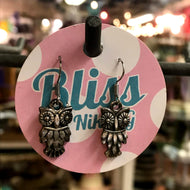 Feathery Owl Charm Earrings