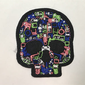 Black Skull with Geometric Pattern Patch