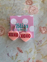 Load image into Gallery viewer, Glitter Candy XOXO Hearts Resin Earrings- More Colors Available!
