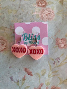 Glitter Candy XOXO Hearts Resin Earrings- More Colors Available!