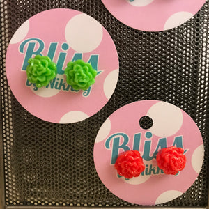 Glitter Carnation Stud Earrings