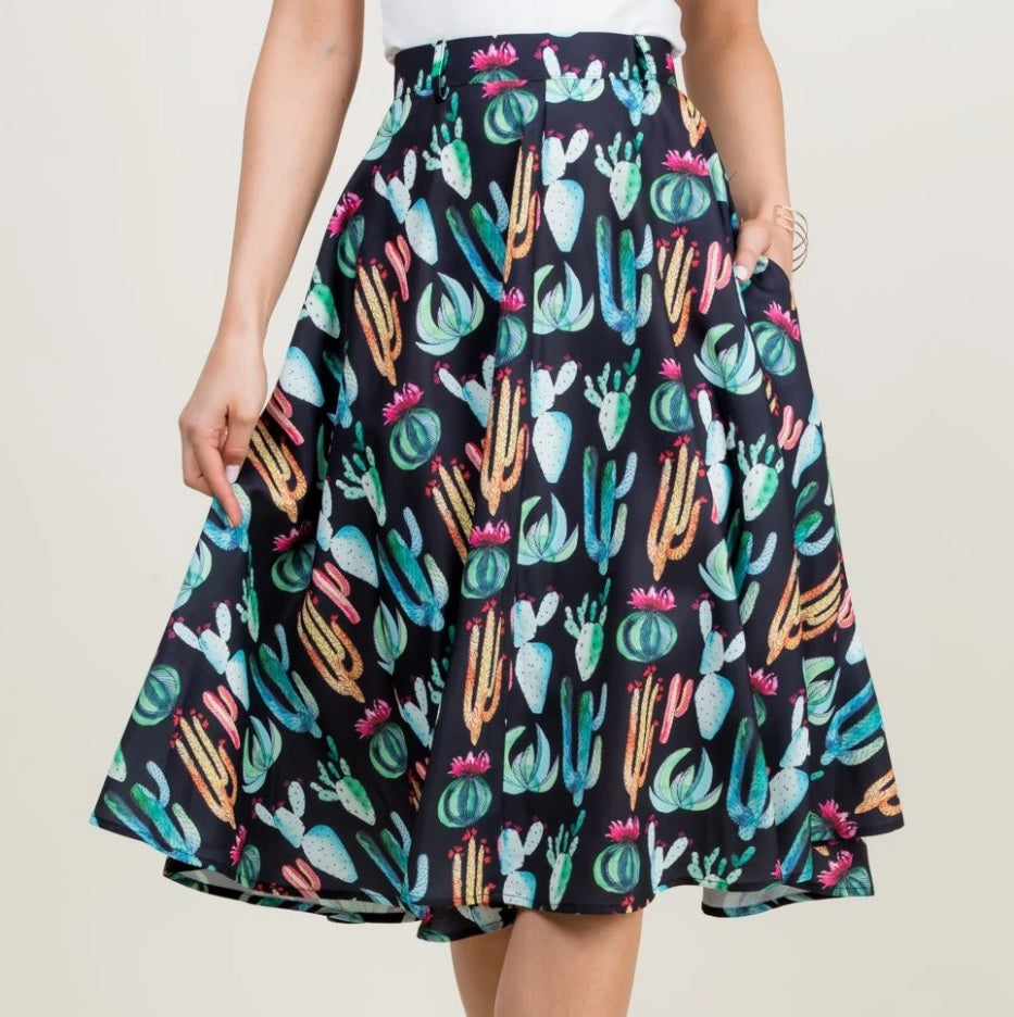Watercolor Cactus Circle Skirt