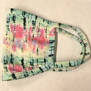 Pink and Green Stripey Tie-Dye Mask