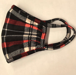 Red, White, and Black Plaid Mask