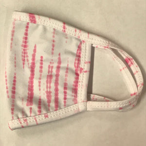 White and Pink Stripey Tie-Dye Mask