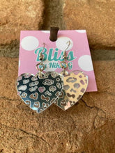 Load image into Gallery viewer, Metallic Cheetah Heart Acrylic Earrings- More Colors Available!
