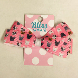 Pink Frenchies Mini Hand Made Hair Bow