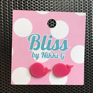 Pink Whale Silhouette Stud Earrings