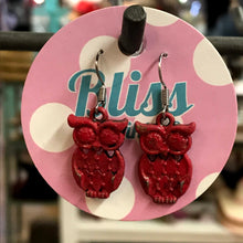 Load image into Gallery viewer, Quilted Owl Charm Earrings

