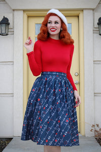 Red Long Sleeve Mock Neck Top