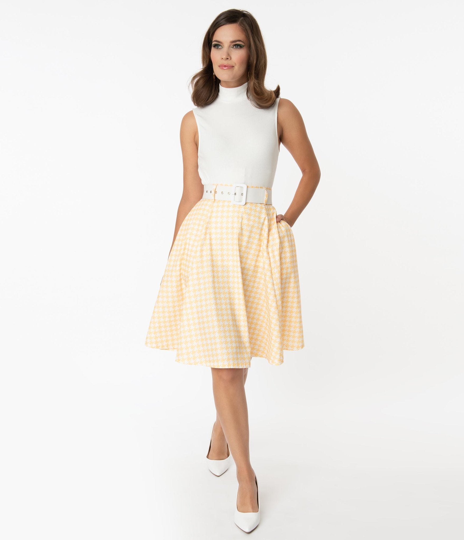 Yellow houndstooth skirt discount