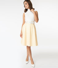Load image into Gallery viewer, Yellow Houndstooth Chorus Girl Swing Skirt
