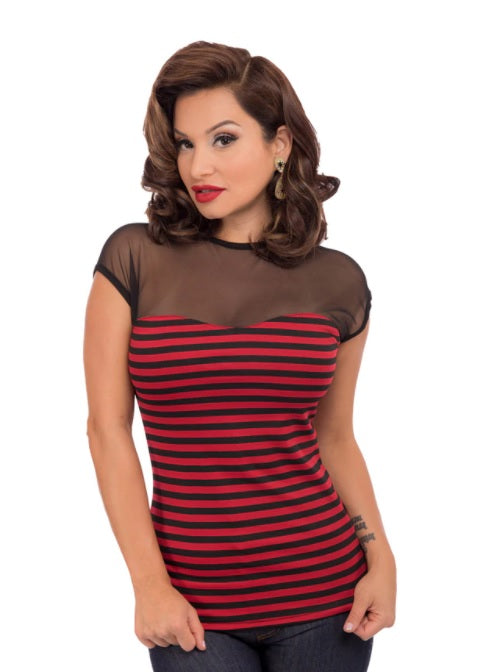 Black and Red Striped Delinquent Top