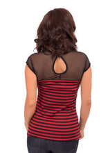 Load image into Gallery viewer, Black and Red Striped Delinquent Top
