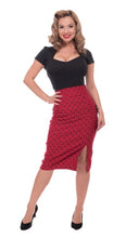 Load image into Gallery viewer, Red with Black Polka Dot Pencil Skirt

