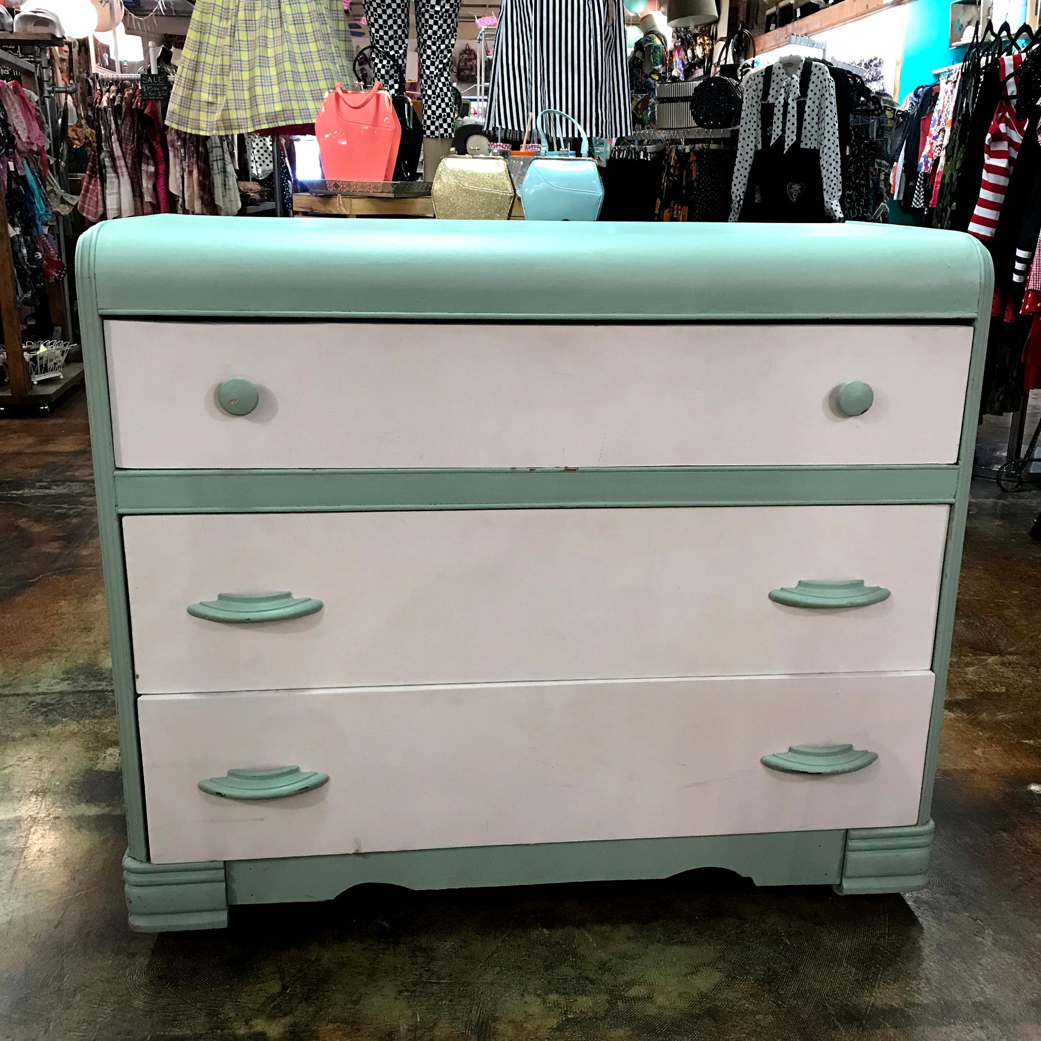 Shabby Chic Teal and White 3-Drawer Dresser Pink House Boutique Shabby Chic Teal and White 3-Drawer Dresser Pink House Boutique