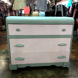 Shabby Chic Teal and White 3-Drawer Dresser