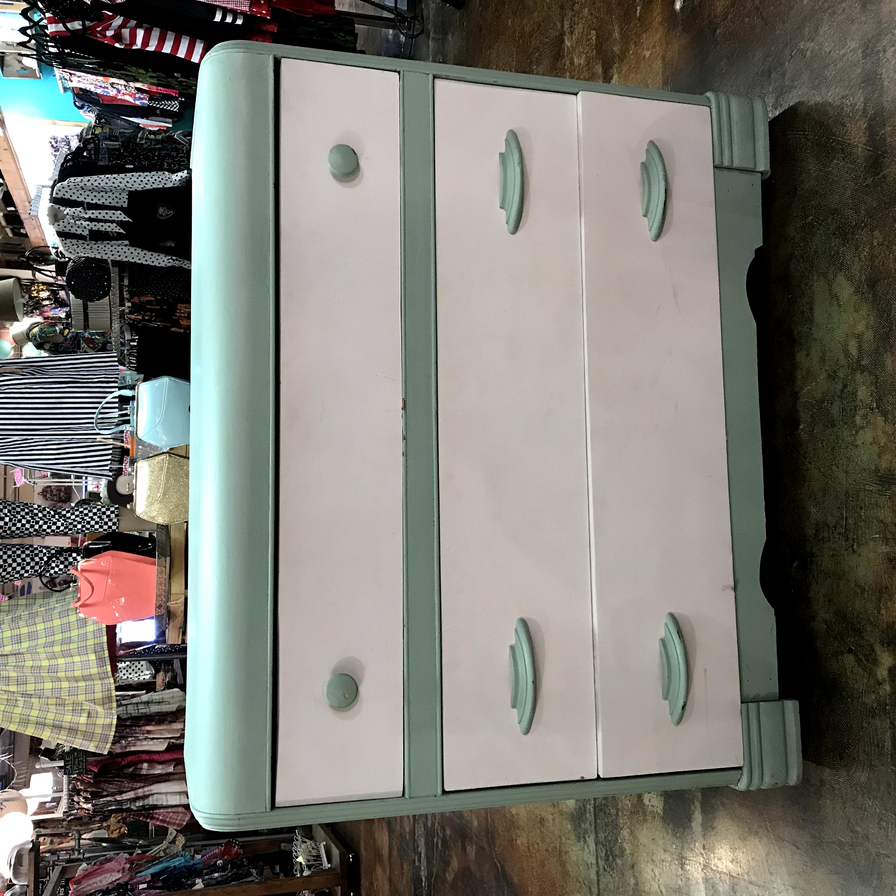 Shabby Chic Teal and White 3-Drawer Dresser – Pink House Boutique