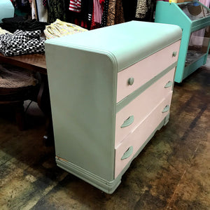 Shabby Chic Teal and White 3-Drawer Dresser