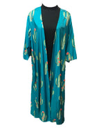 Teal Satin Cactus Print Kimono