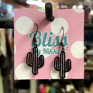 Thin Cacti Silhouette Charm Earrings