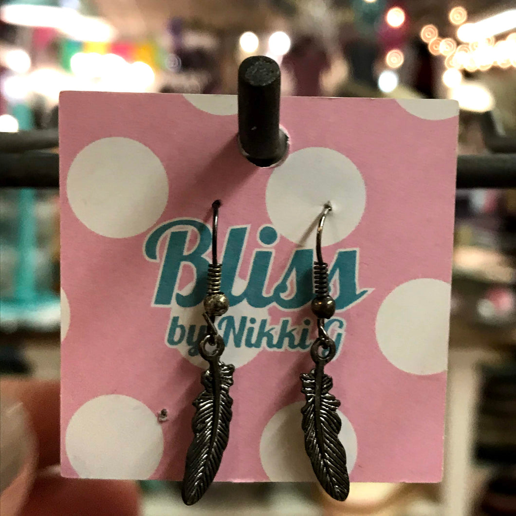 Thin Feather Charm Earrings