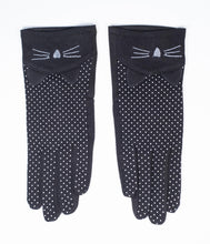 Load image into Gallery viewer, Black Cat Pin Dot Gloves
