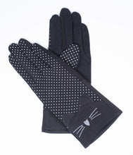Load image into Gallery viewer, Black Cat Pin Dot Gloves
