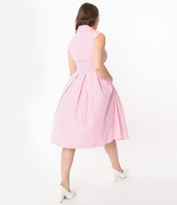 Edith Pink and White Stripe Swing Dress