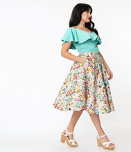 Load image into Gallery viewer, Ivory Floral Waikiki Swing Skirt
